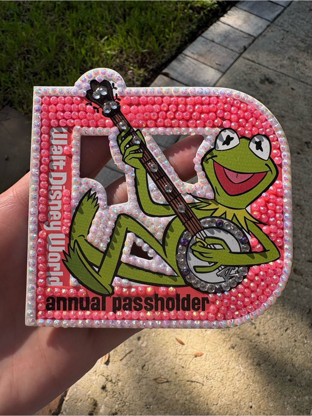 Bedazzled Kermit the Frog Annual Passholder Magnet